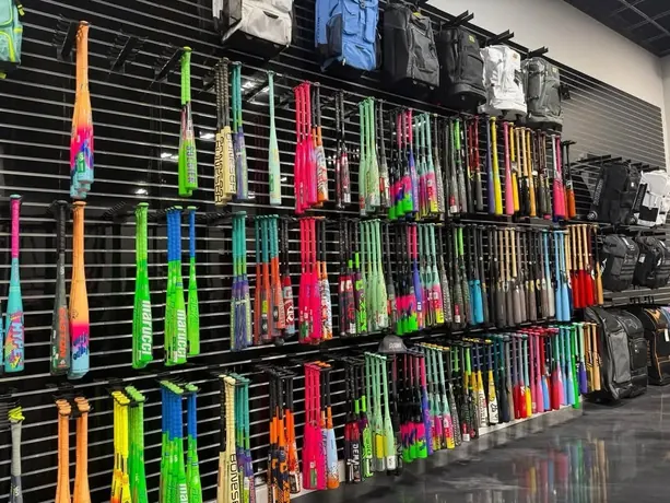 Bat wall with bat bags above