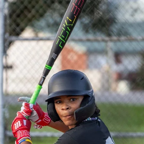 Player at bat with a Marucci bat