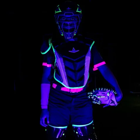 Catcher's gear under black light
